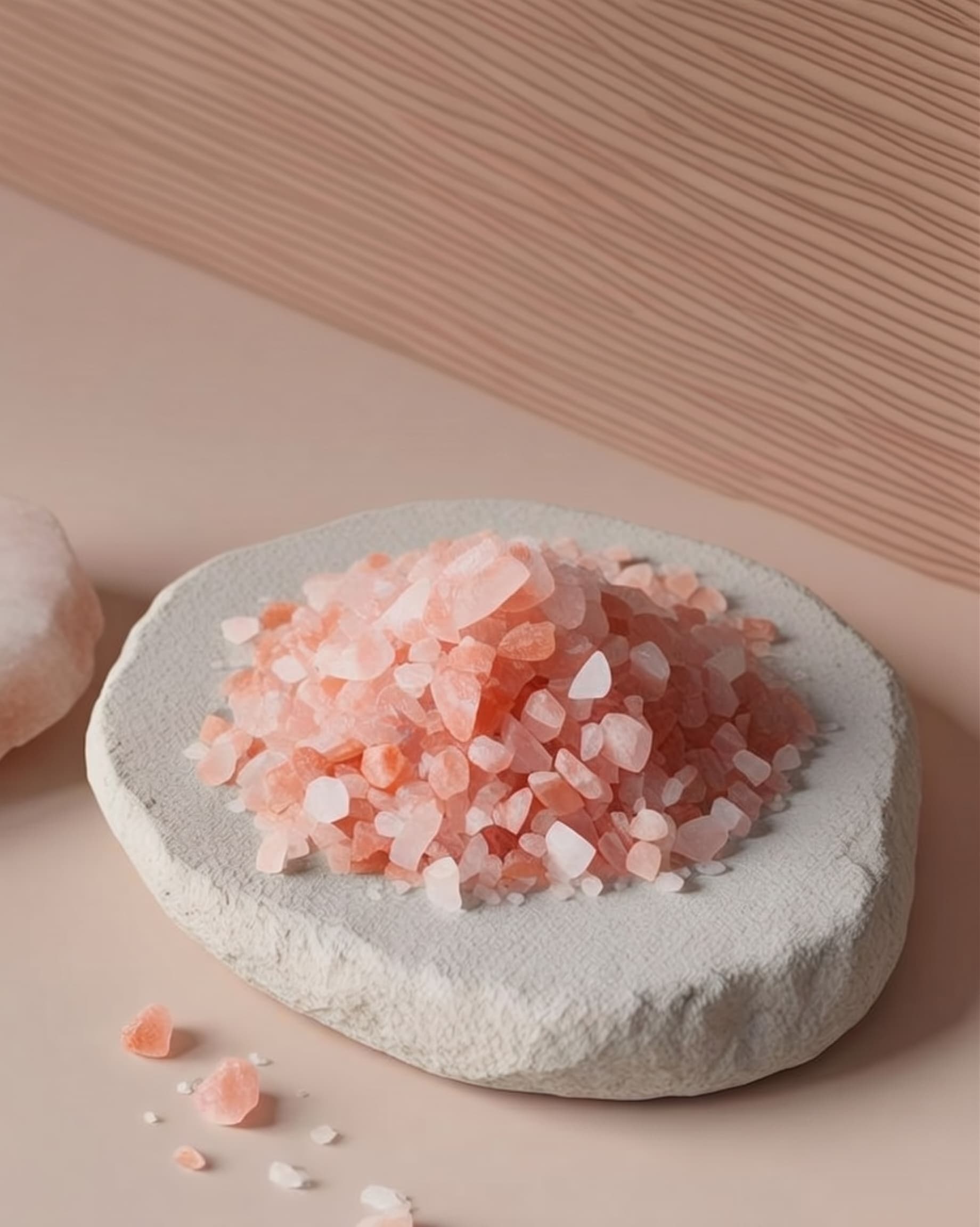 Salt crystals on copper tray